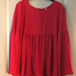 Red Babydoll keyhole back shirt